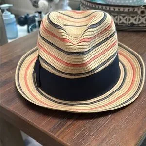 Tory Burch | Accessories | Tory Burch Striped Straw Fedora  display picture 3